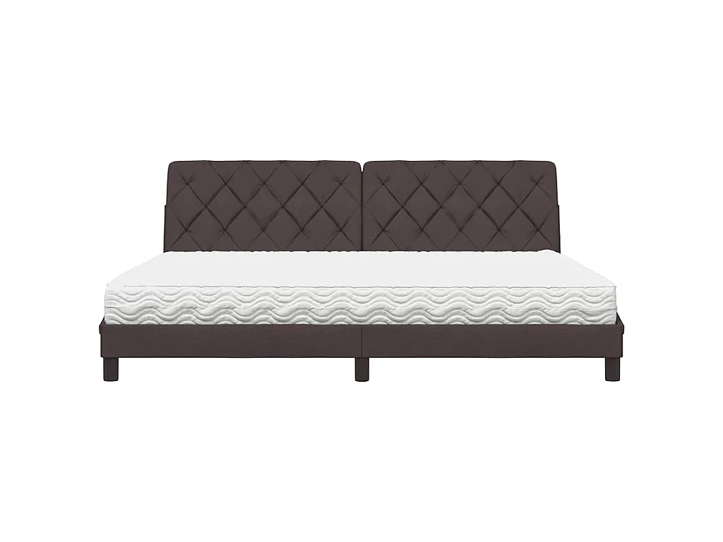 Lit avec matelas marron foncé 200x200 cm tissu