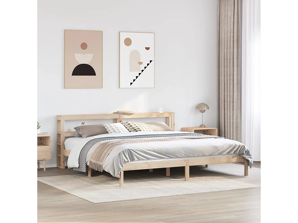 Letto senza Materasso 200x200 cm in Legno Massello di Pino
