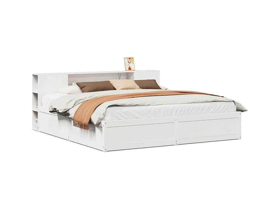 Cadre de lit sans matelas blanc 200x200 cm bois massif de pin