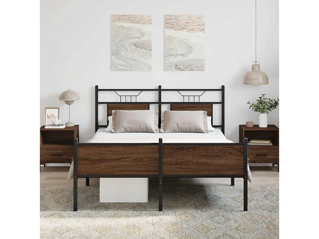 Cadre de lit sans matelas chêne marron 150x200 cm