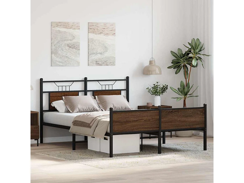 Cadre de lit sans matelas chêne marron 150x200 cm