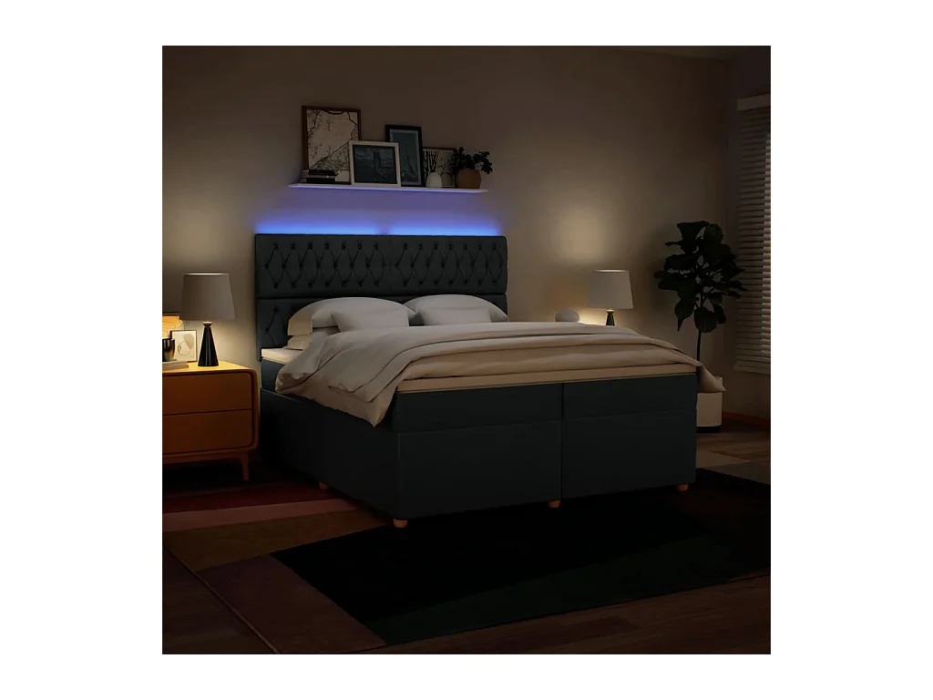 Sommier à lattes de lit avec matelas Bleu 200x200 cm Tissu