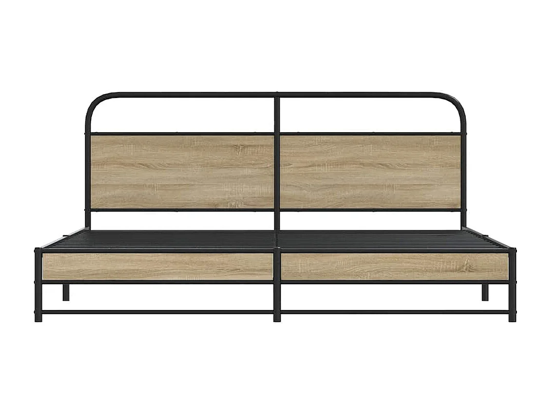 Cadre de lit en métal sans matelas chêne fumé 200x200 cm