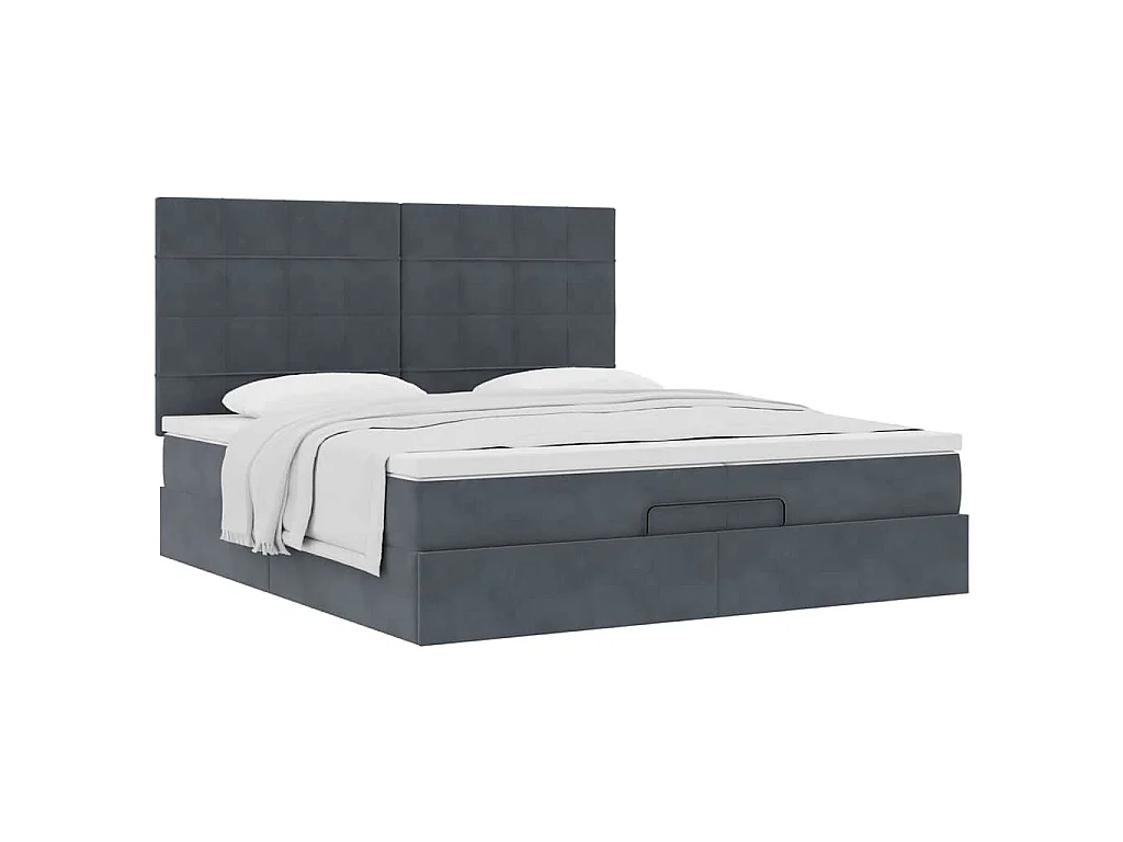 Ottoman bed met matrassen 200x200cm fluweel donkergrijs