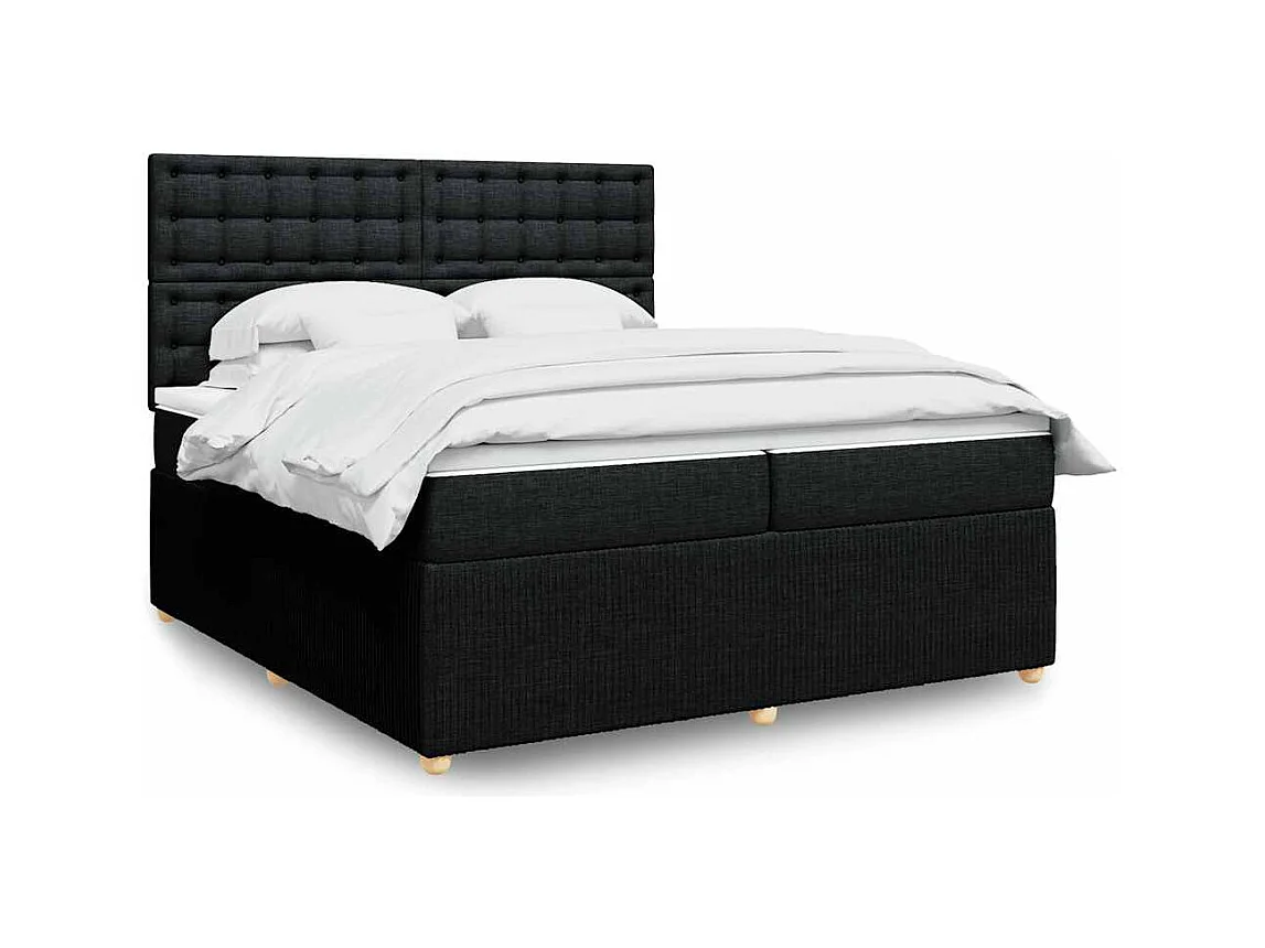 Boxspringbett mit Matratze Schwarz 200x200 cm Stoff