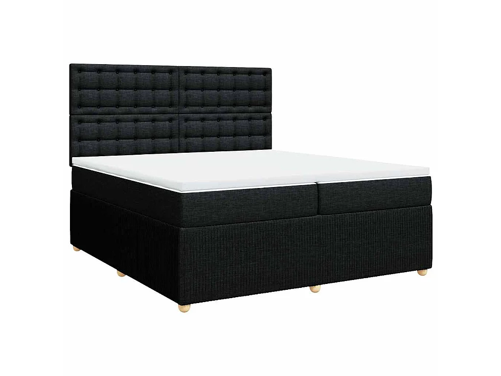 Cama box spring con colchón tela negro 200x200 cm