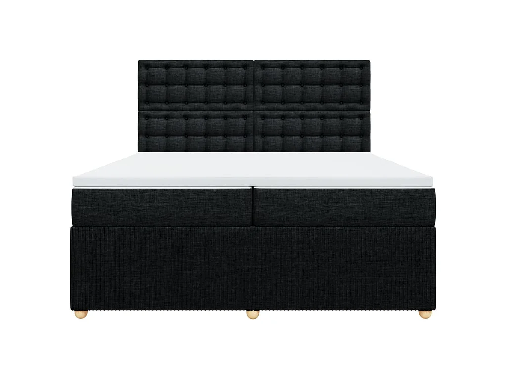 Cama box spring con colchón tela negro 200x200 cm