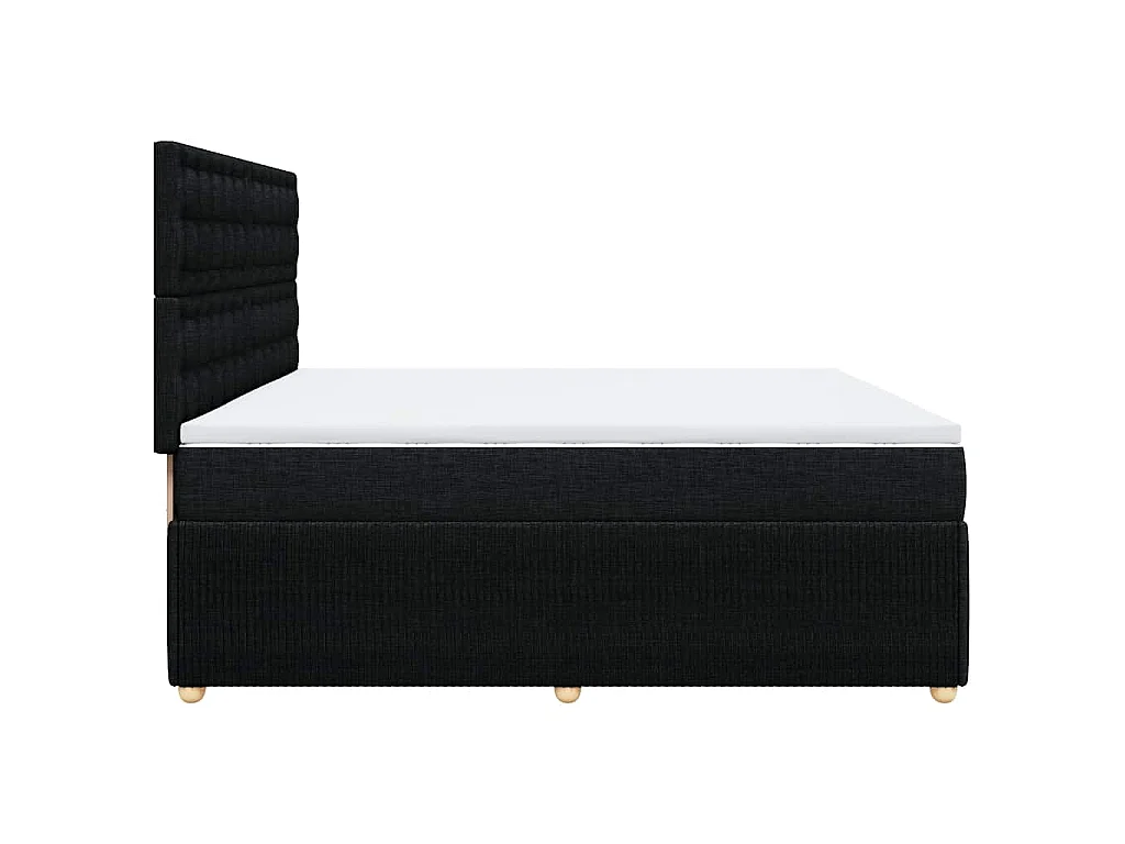 Cama box spring con colchón tela negro 200x200 cm