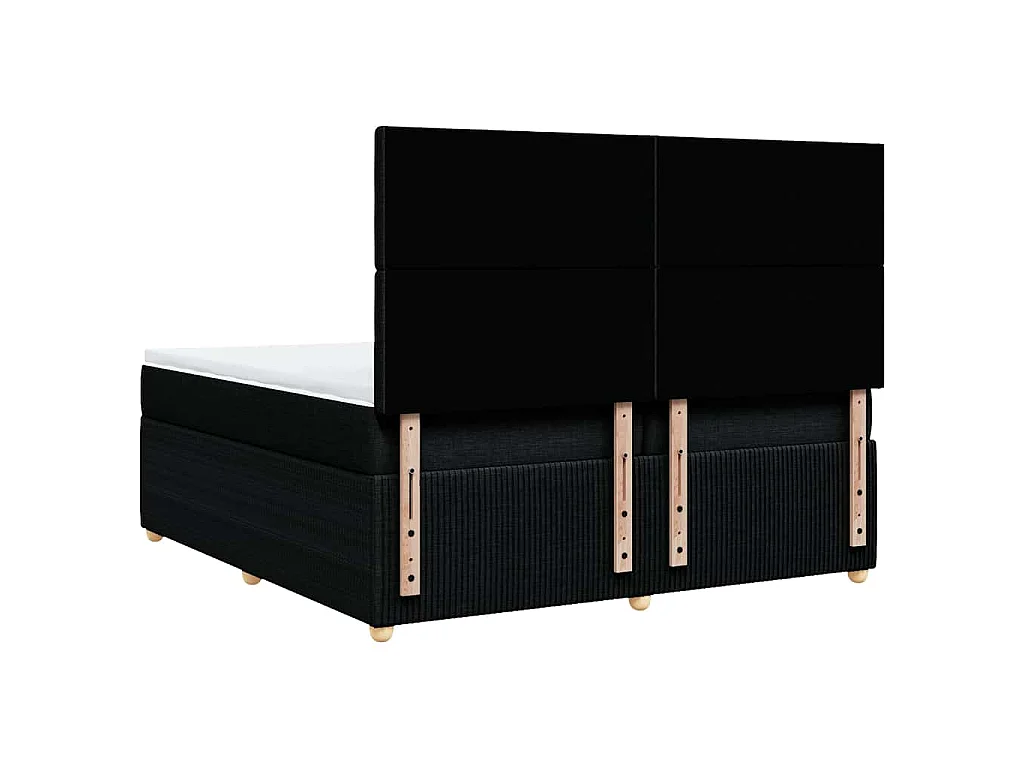 Cama box spring con colchón tela negro 200x200 cm