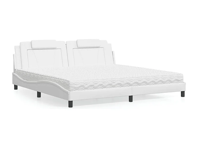 Bed "Viana" met matras kunstleer wit 200x200 cm