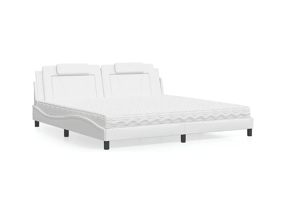 Bed "Viana" met matras kunstleer wit 200x200 cm