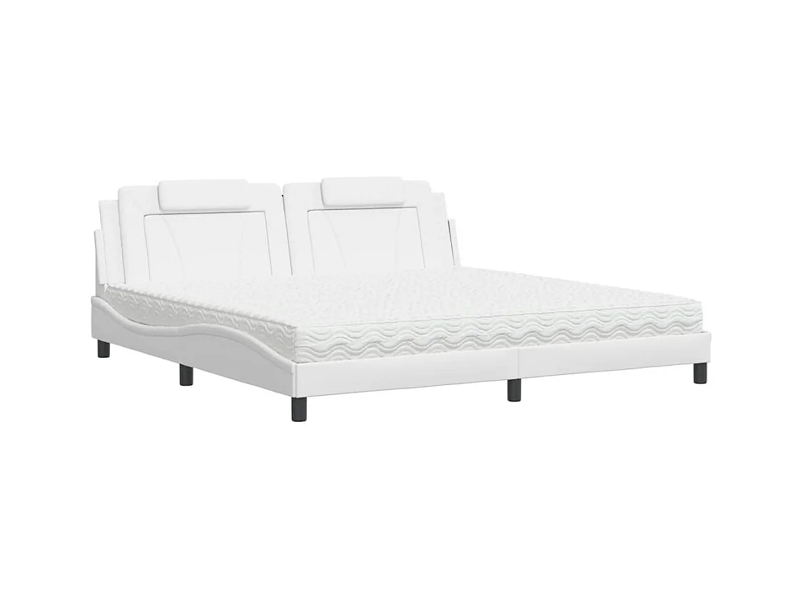 Bed "Viana" met matras kunstleer wit 200x200 cm