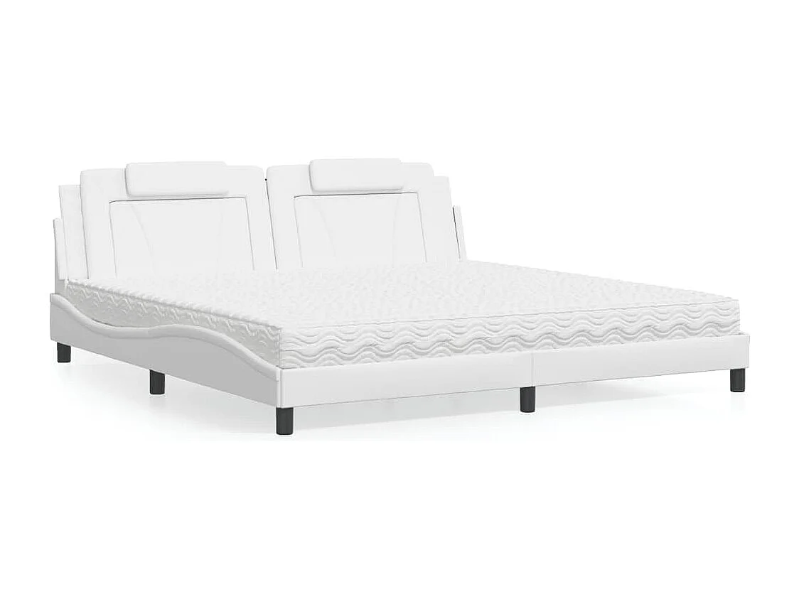 Bed "Viana" met matras kunstleer wit 200x200 cm