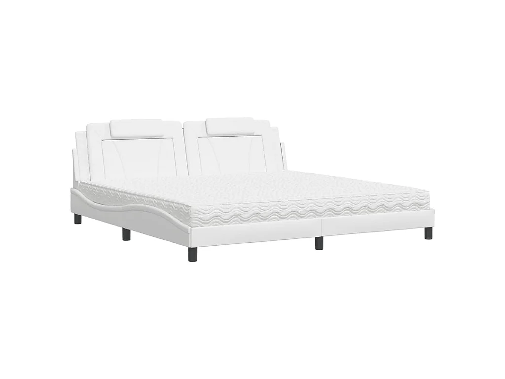 Letto Viana con Materasso Bianco 200x200cm in Similpelle