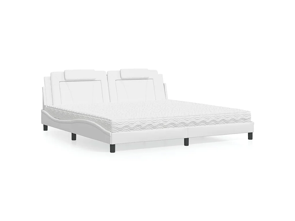 Letto Viana con Materasso Bianco 200x200cm in Similpelle
