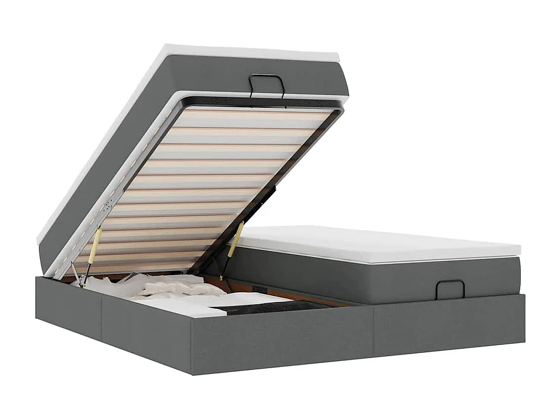 Ottoman bed met matrassen 200x200cm stof donkergrijs