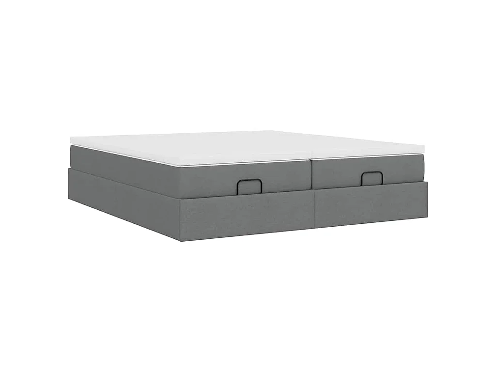 Ottoman-Bett mit Matratzen Dunkelgrau 200x200 cm Stoff