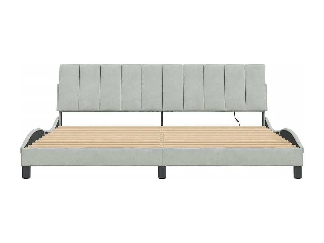 Bettgestell mit LED ohne Matratze "Hanko" Hellgrau 200x200 cm Samt