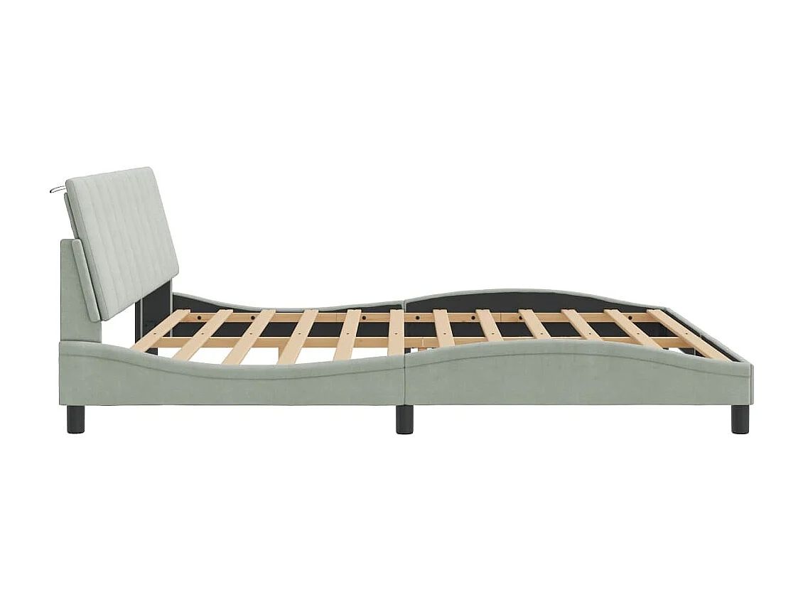 Estructura de cama con LED sin colchón Hanko terciopelo gris claro 200x200 cm