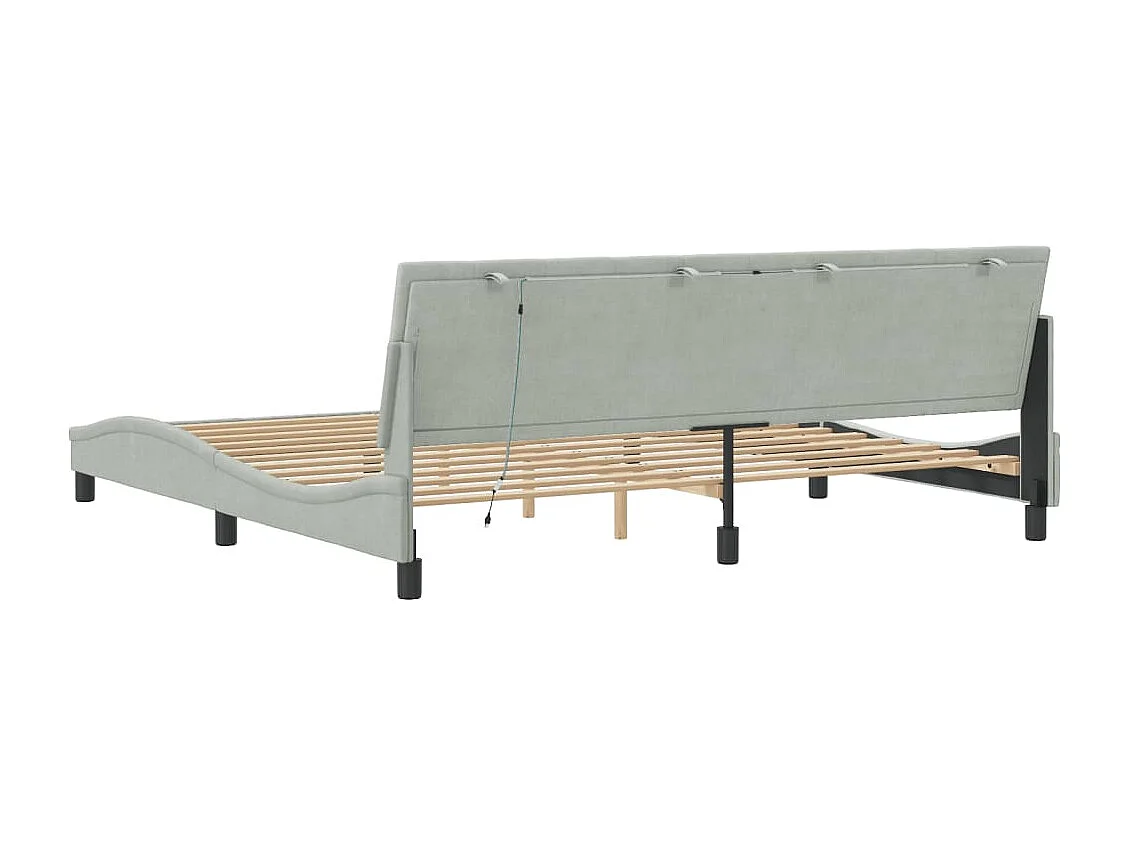 Estructura de cama con LED sin colchón Hanko terciopelo gris claro 200x200 cm