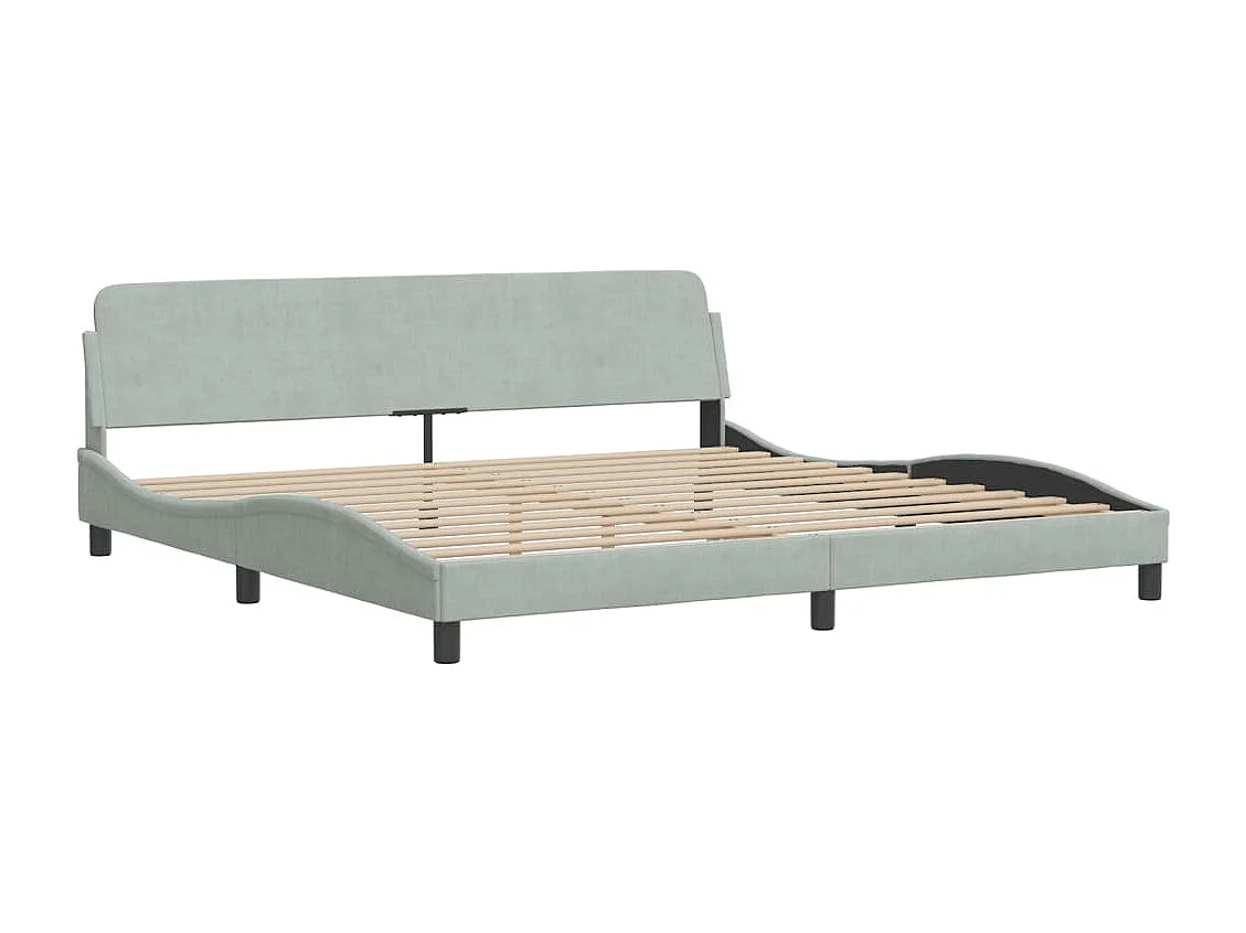 Estructura de cama con LED sin colchón Hanko terciopelo gris claro 200x200 cm