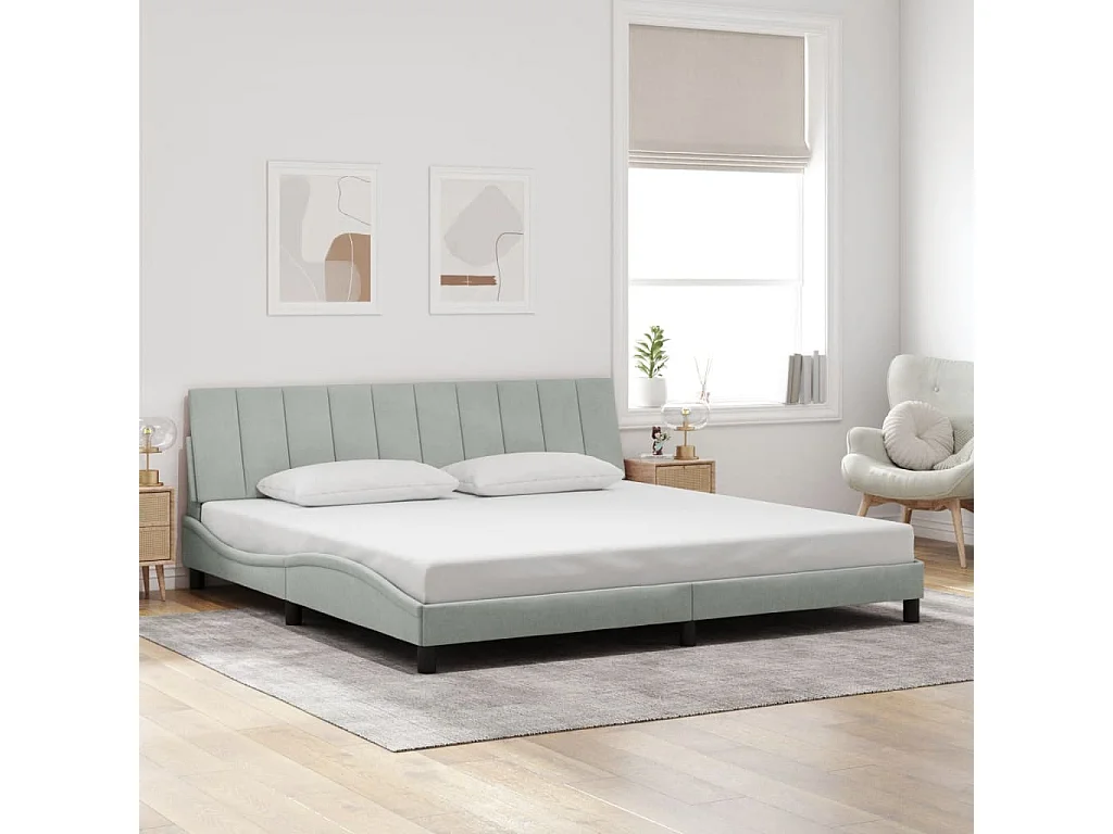 Bedframe met LED zonder matras "Hanko" lichtgrijs 200x200 cm