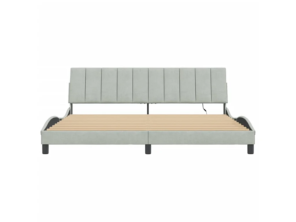 Bedframe met LED zonder matras "Hanko" lichtgrijs 200x200 cm