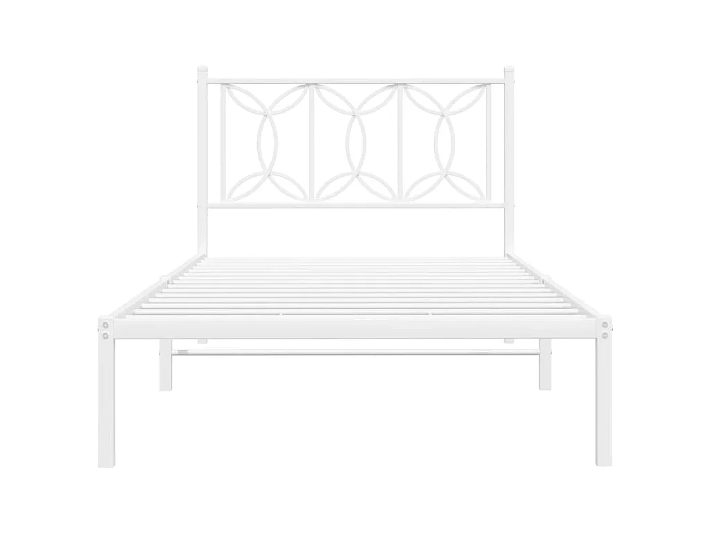 Bedframe met hoofdbord metaal wit 107x203 cm