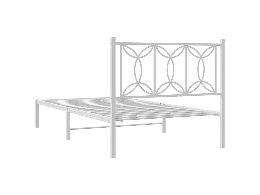 Bedframe met hoofdbord metaal wit 107x203 cm