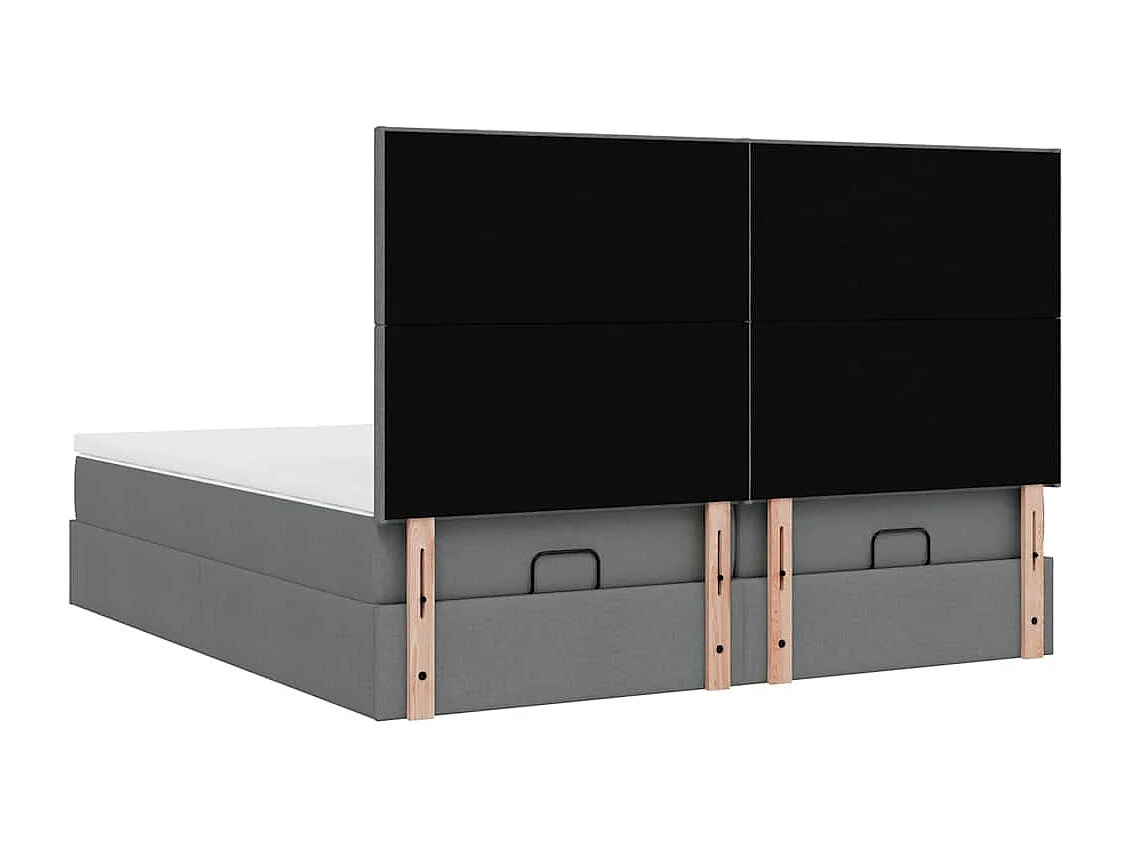 Cadre de lit ottoman avec matelas gris foncé 200x200cm tissu