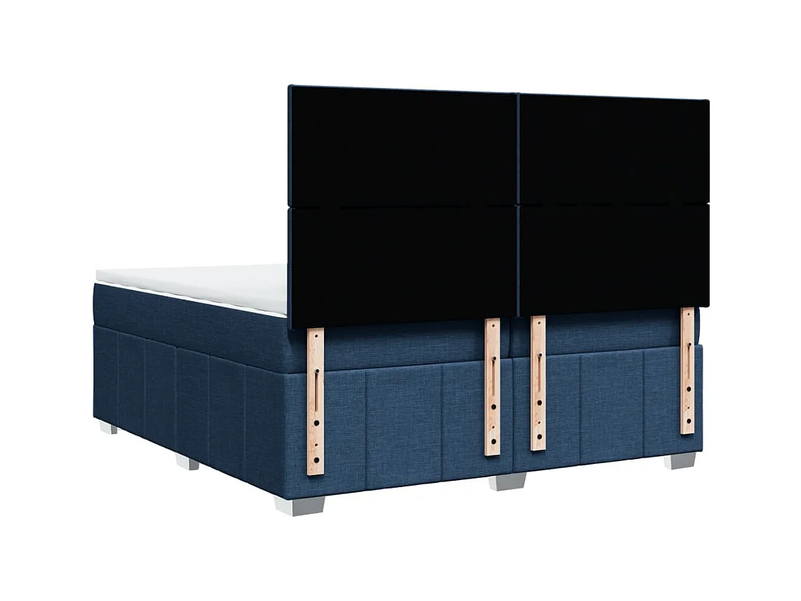 Sommier à lattes de lit avec matelas Bleu 200x200 cm Tissu