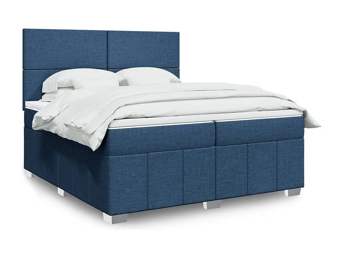 Boxspringbett mit Matratze Blau 200x200 cm Stoff