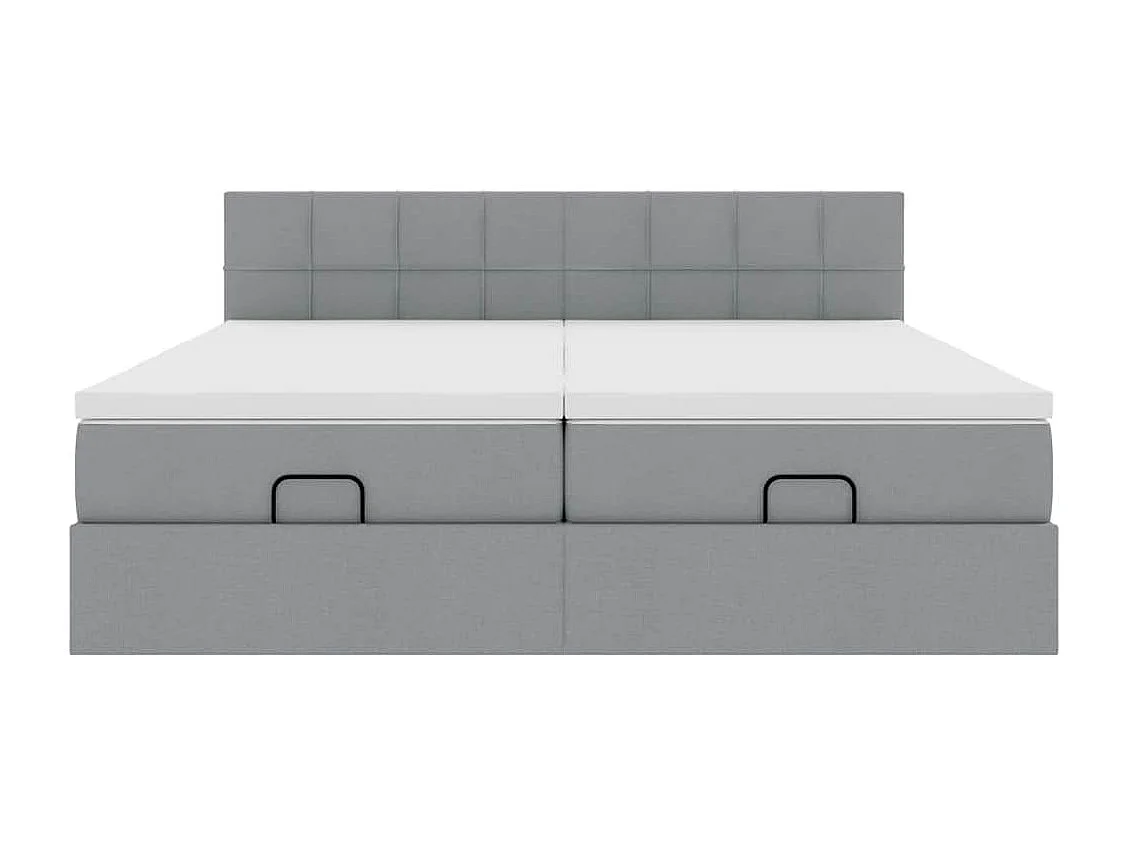 Cadre de lit ottoman et matelas gris clair 200x200cm tissu