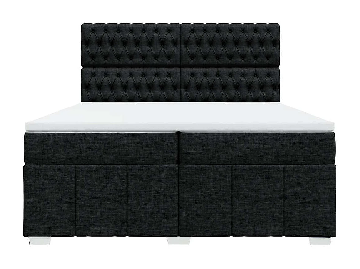 Cama box spring con colchón tela negro 200x200 cm