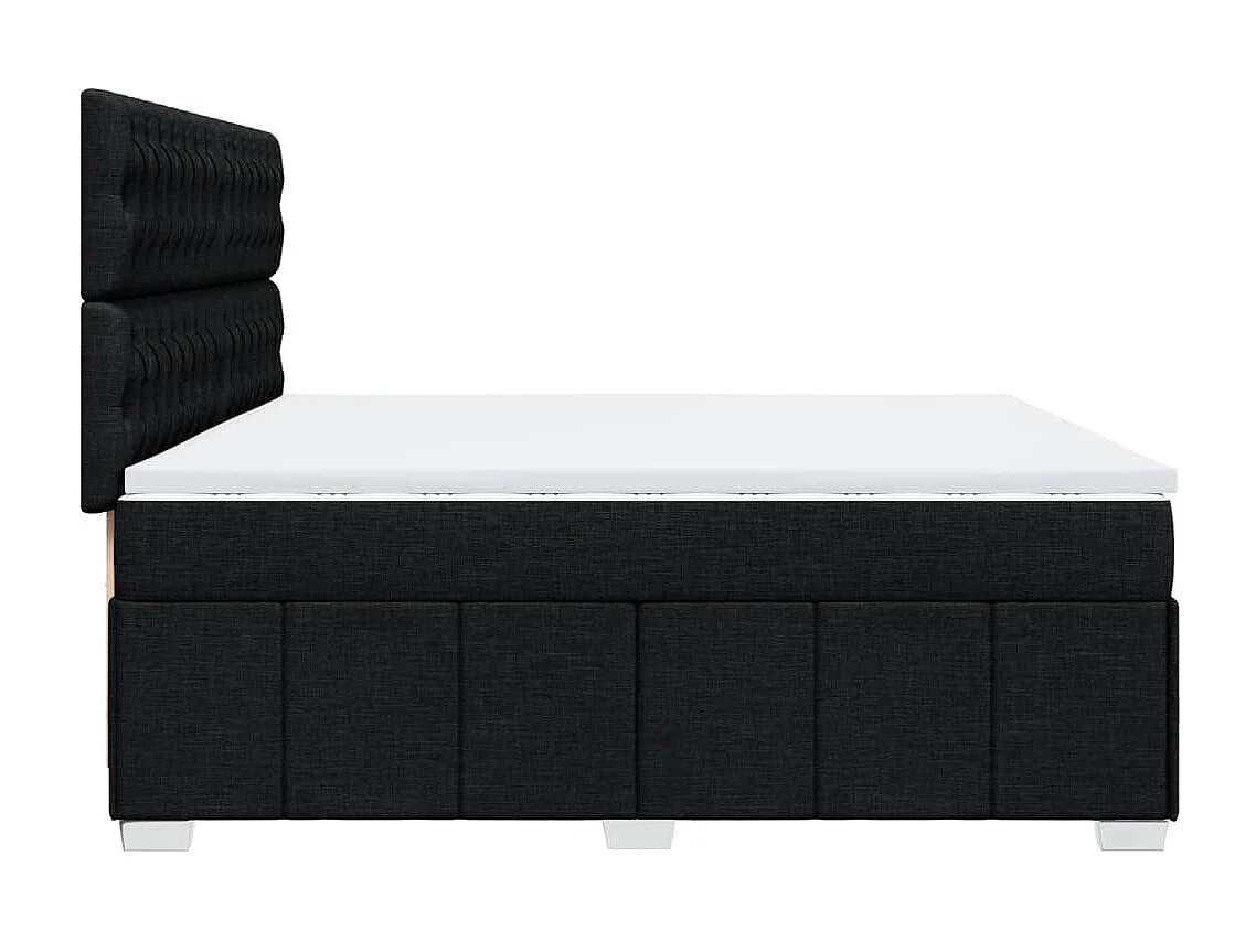 Cama box spring con colchón tela negro 200x200 cm
