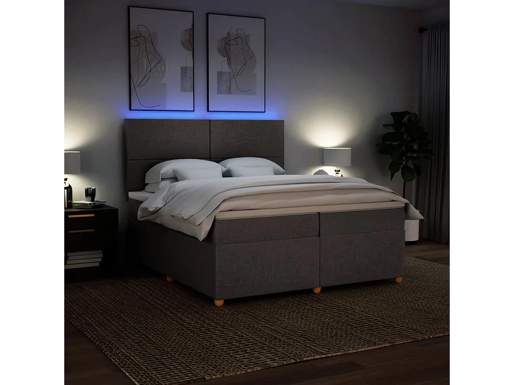 Sommier à lattes de lit avec matelas Taupe 200x200 cm Tissu