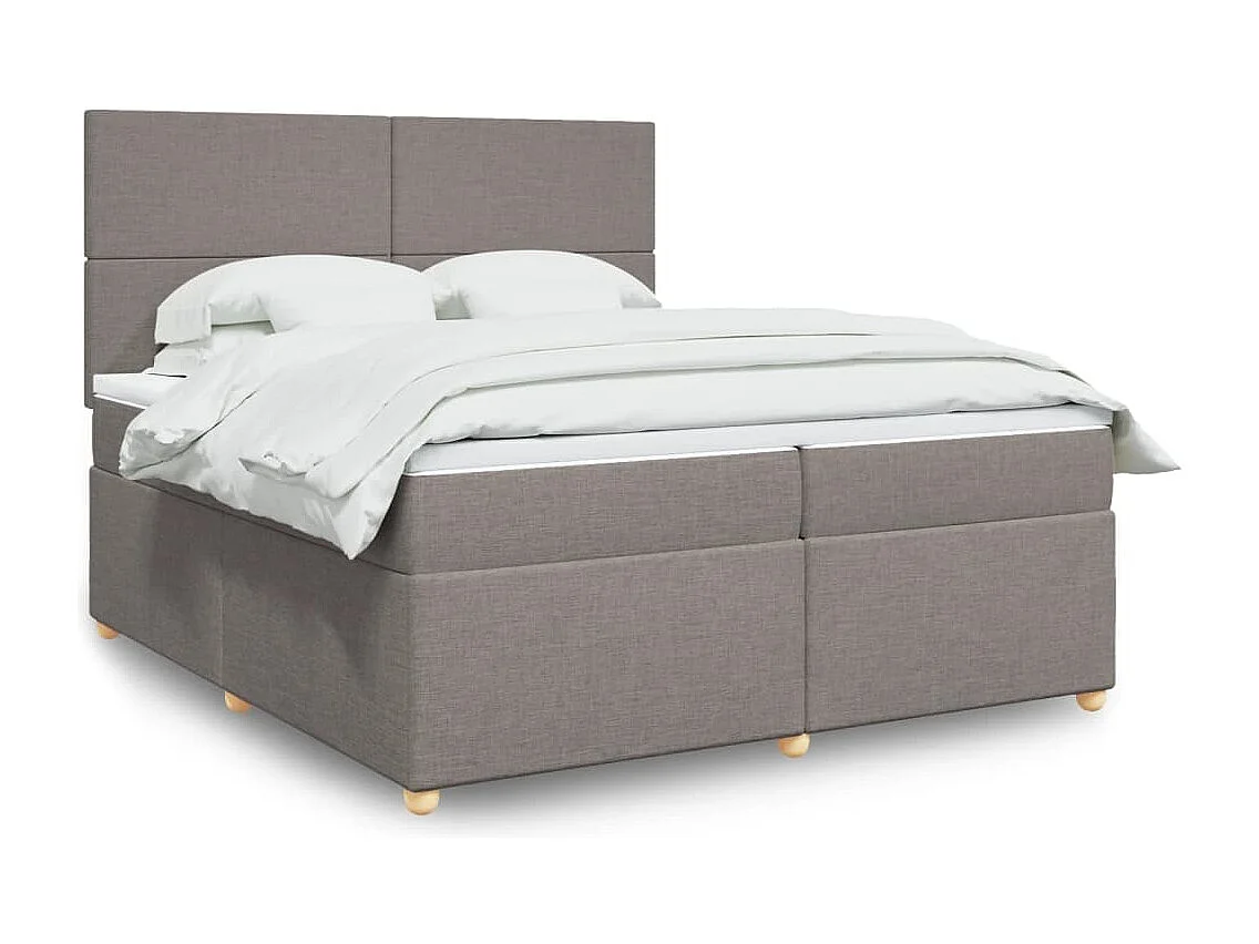 Cama com molas/colchão 200x200 cm tecido castanho-acinzentado