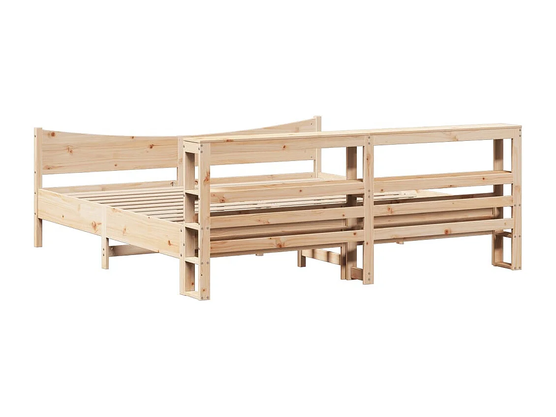 Bedframe met hoofdbord massief grenenhout 200x200 cm