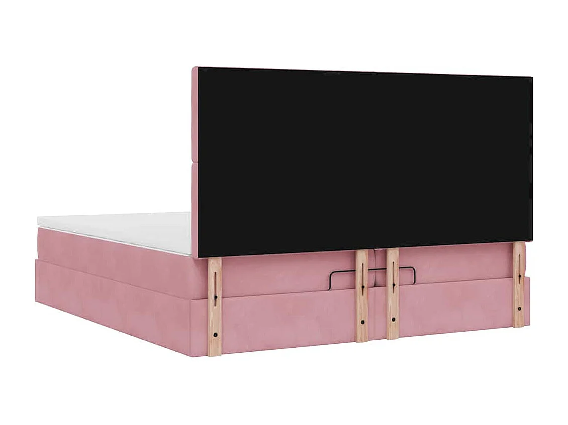 Ottoman bed met matrassen 200x200cm fluweel roze