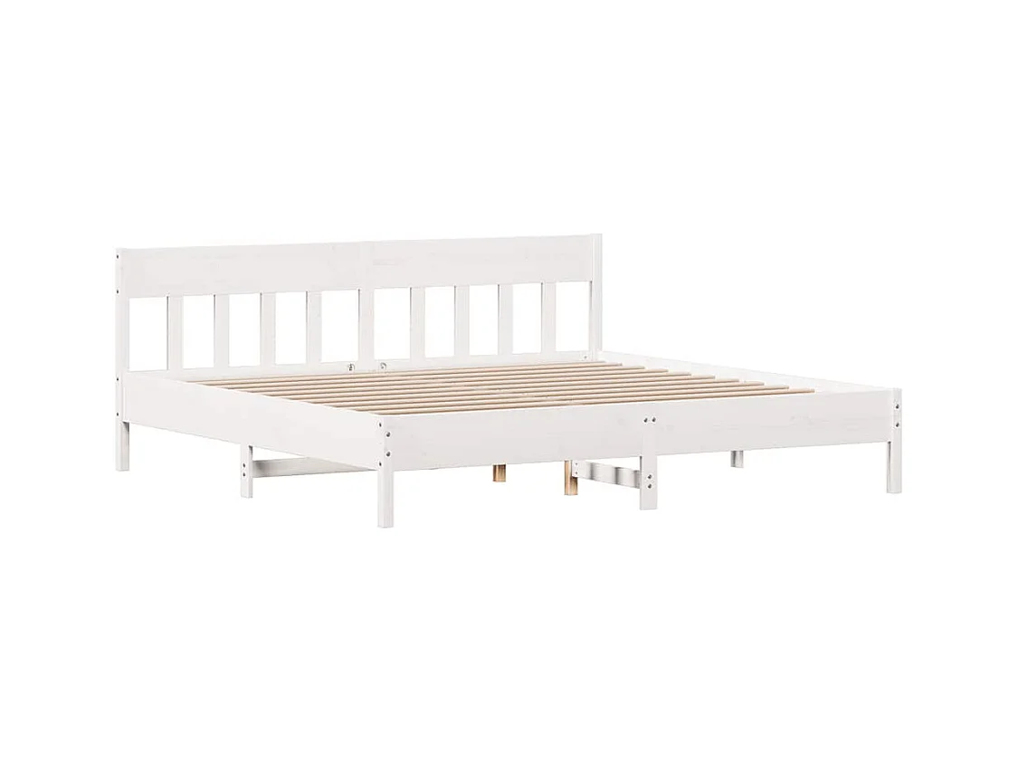 Cadre de lit sans matelas blanc 200x200 cm bois massif de pin