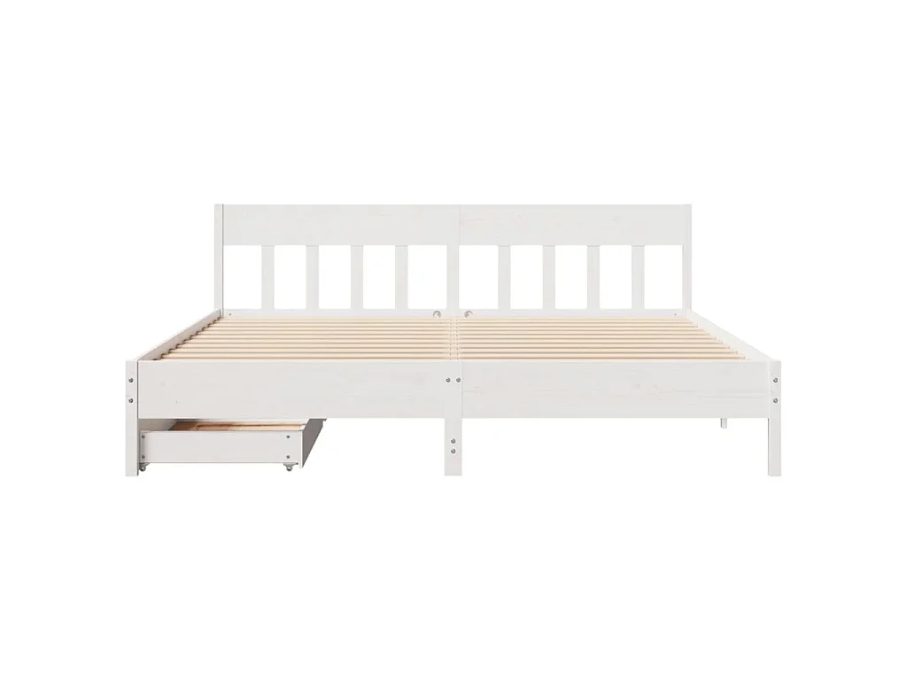 Cadre de lit sans matelas blanc 200x200 cm bois massif de pin