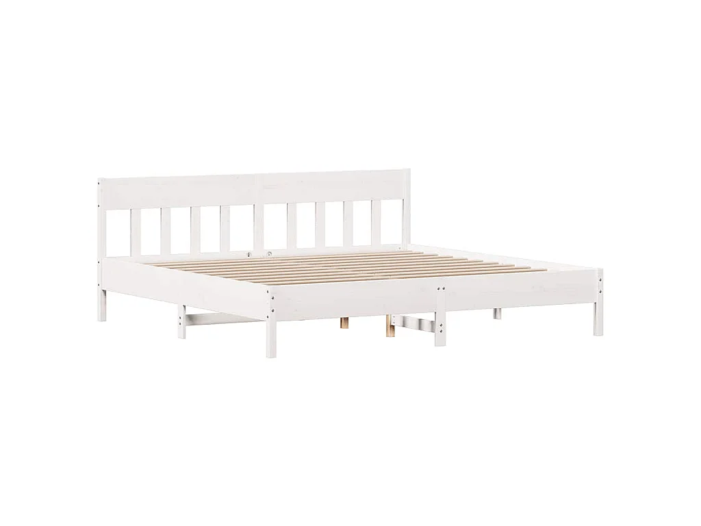 Cadre de lit sans matelas blanc 200x200 cm bois massif de pin