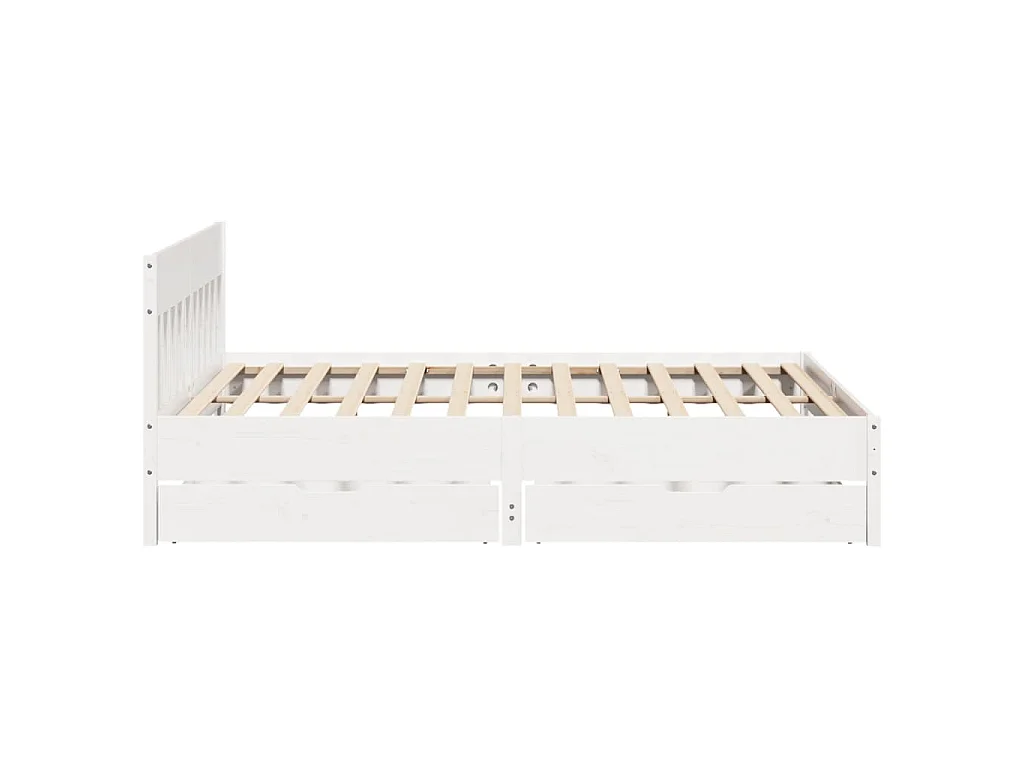 Cadre de lit sans matelas blanc 200x200 cm bois massif de pin