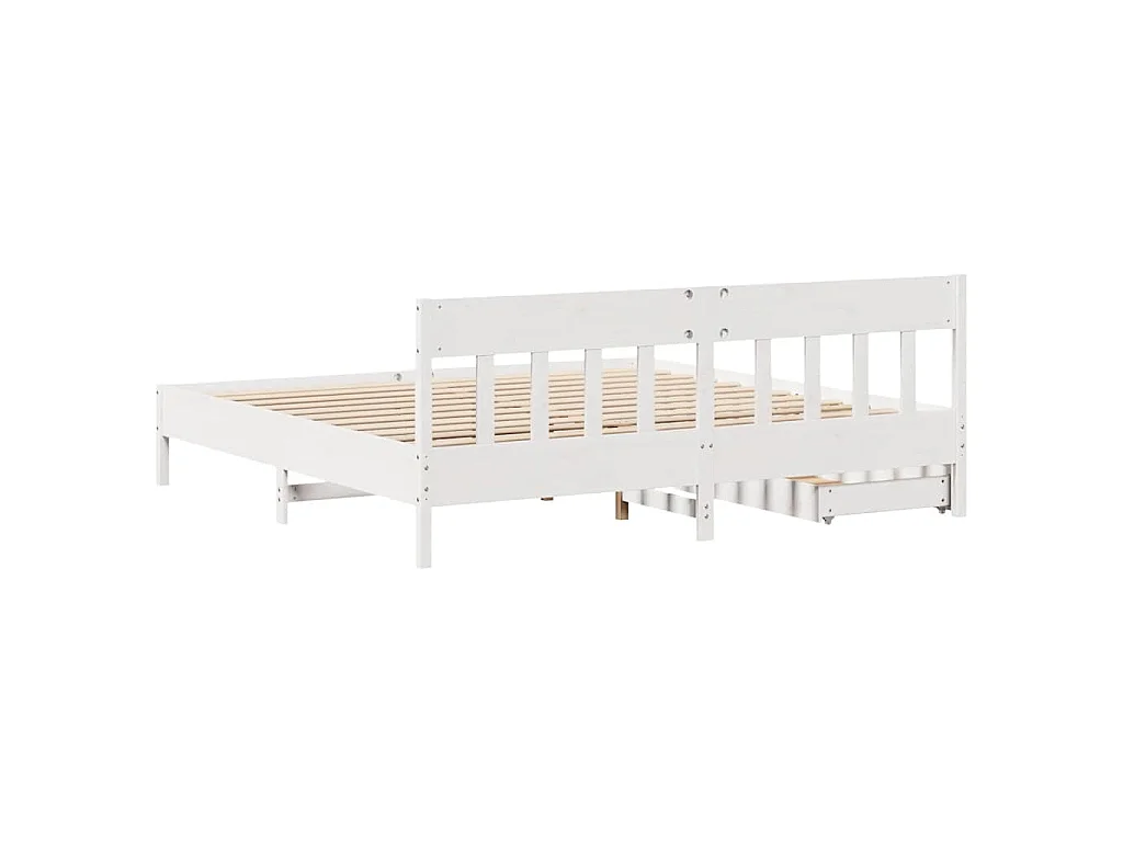 Cadre de lit sans matelas blanc 200x200 cm bois massif de pin