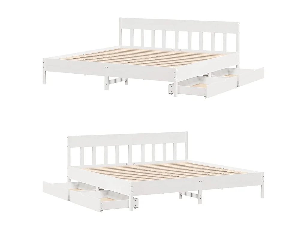 Cadre de lit sans matelas blanc 200x200 cm bois massif de pin