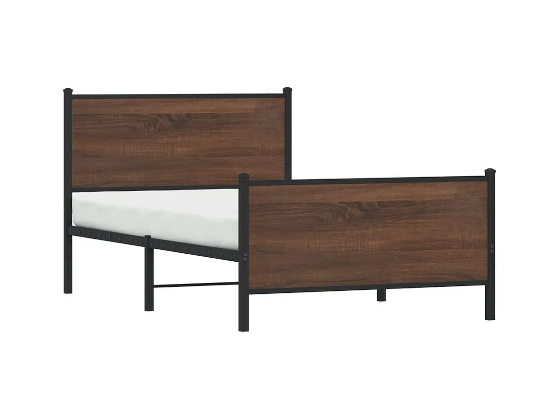 Cadre de lit en métal sans matelas chêne marron 107x203 cm