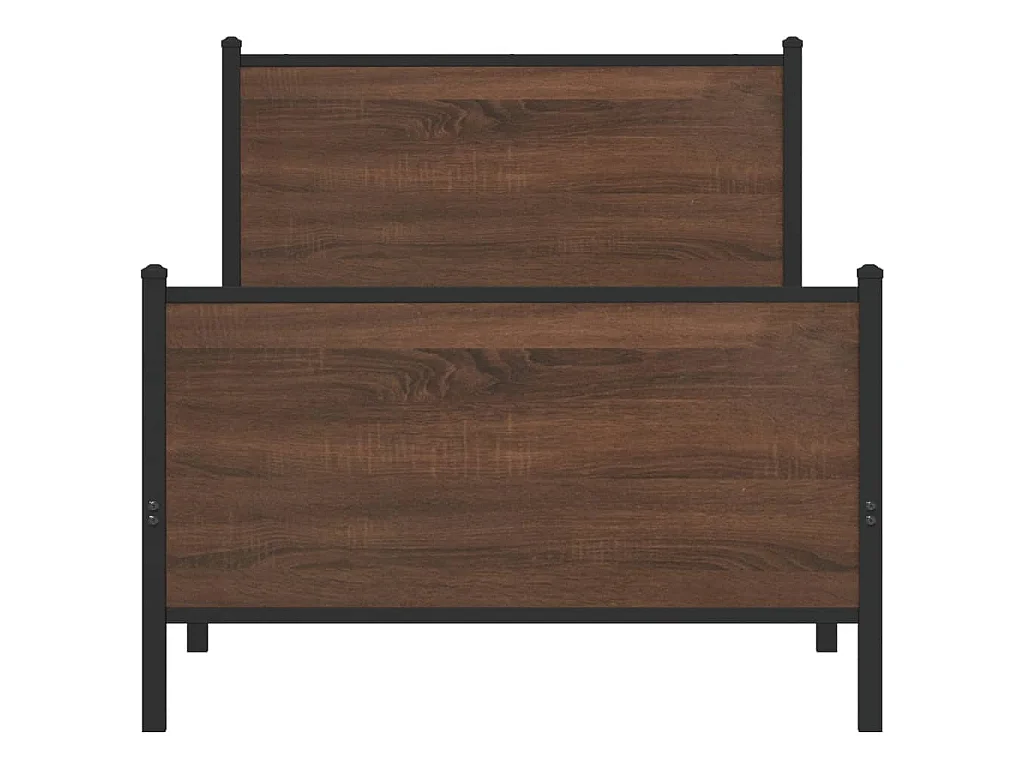 Estrutura de cama sem colchão 107x203cm metal carvalho castanho