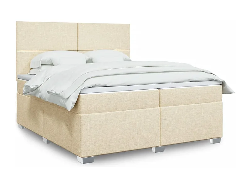 Sommier à lattes de lit avec matelas Crème 200x200 cm Tissu