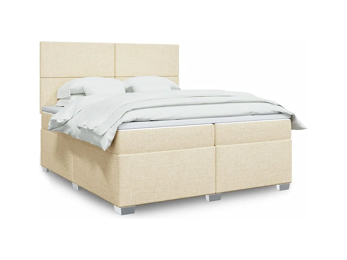 Sommier à lattes de lit avec matelas Crème 200x200 cm Tissu