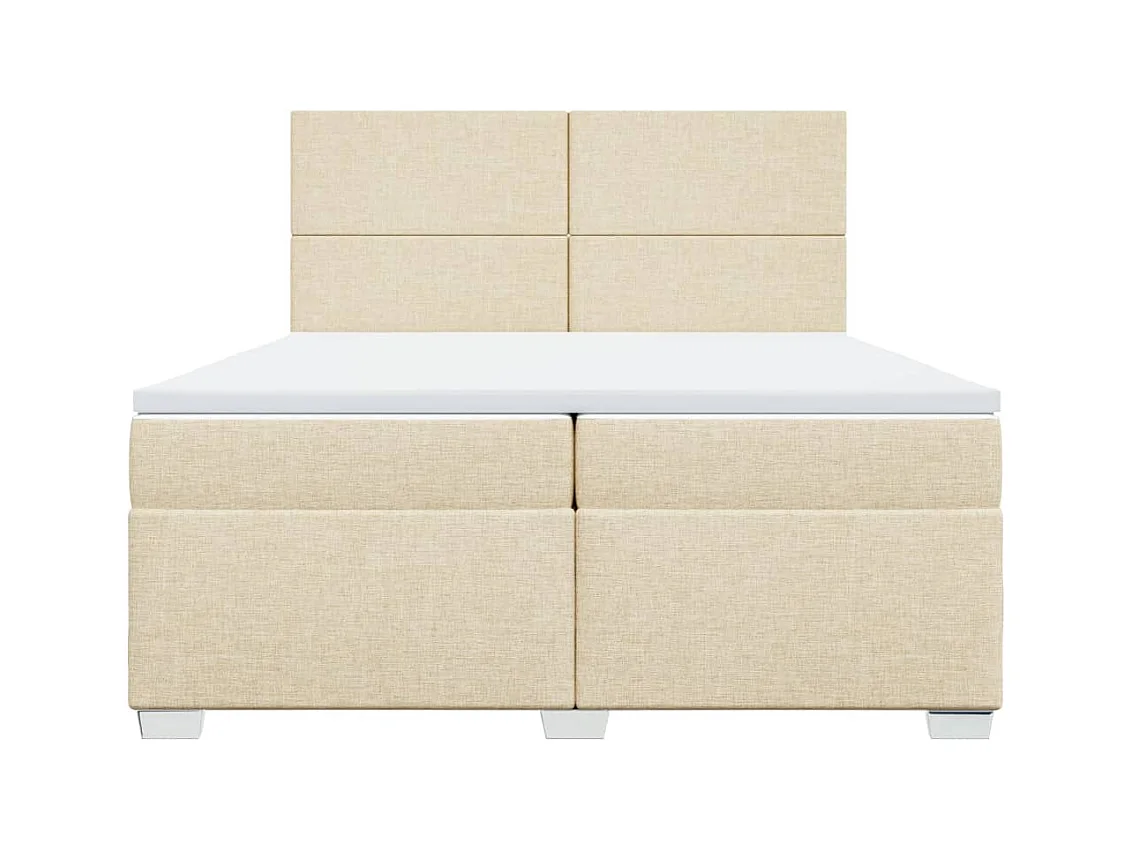 Sommier à lattes de lit avec matelas Crème 200x200 cm Tissu